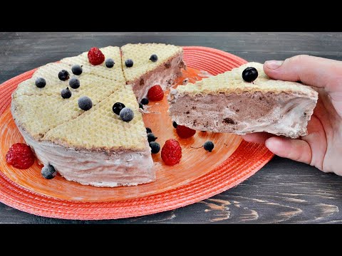 Вафельное мороженое Мраморное со сливками и бананом (очень сытное)