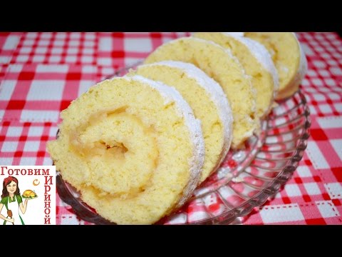 Вкуснейший бисквитно-яблочный рулет за 20 минут!