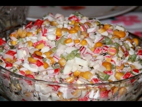 Вкуснейший крабовый салат с огурцами