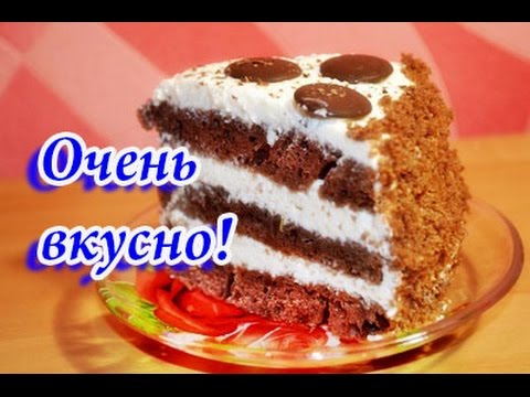 Вкусный шоколадный торт с творожным кремом