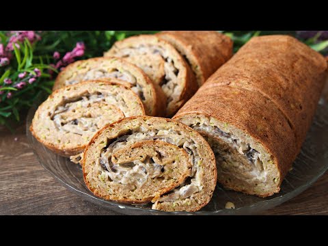 Вкуснятина из КАБАЧКОВ и ГРИБОВ! Ешь и Худей! Кабачковый Рулет с Грибами.