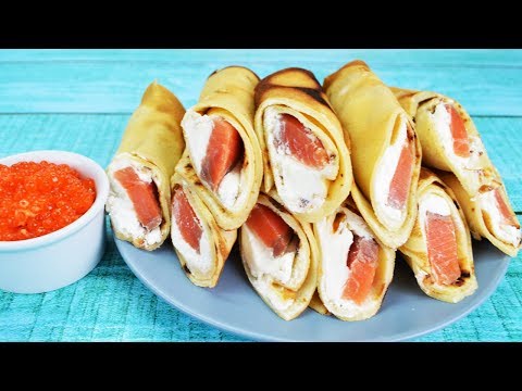 Закусочные блины с семгой и сливочным сыром - сытные и вкусные