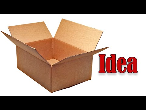 Из обычной картонной коробки сделал интересную полочку для кухни