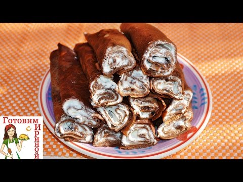 Кофейно-шоколадные блинчики с творожной начинкой
