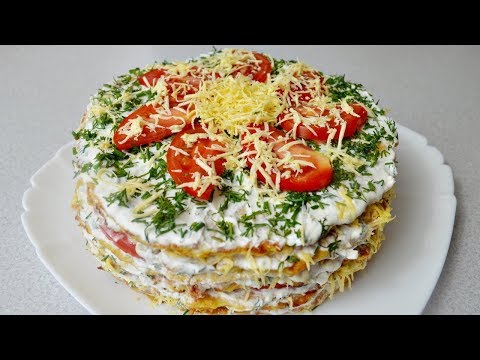 Легкий КАБАЧКОВЫЙ ТОРТ с помидорами и сыром