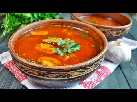 ПОСТНЫЙ БОРЩ С ГРИБАМИ И ФАСОЛЬЮ В ТОМАТЕ