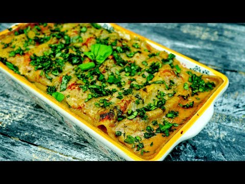 Рецепт КАННЕЛЛОНИ с тофу и шпинатом под соусом БЕШАМЕЛЬ