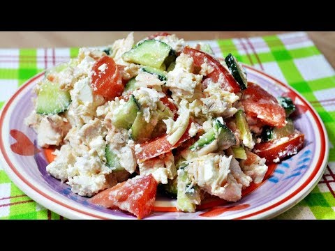 Салат без майонеза: с курицей и сыром Фета - очень пикантный, обалденный!