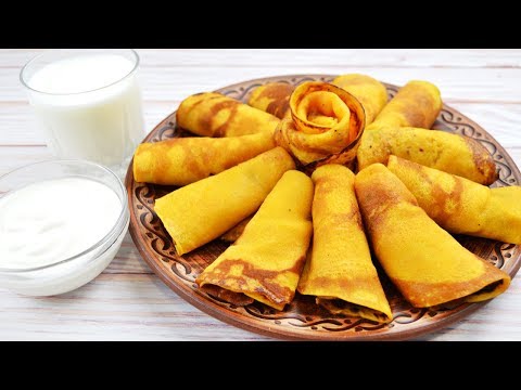 Тонкие блины из тыквы - вкусный завтрак или ужин!