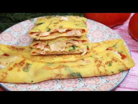 Тонкие Блины с начинкой на Завтрак! Блинчики с курицей