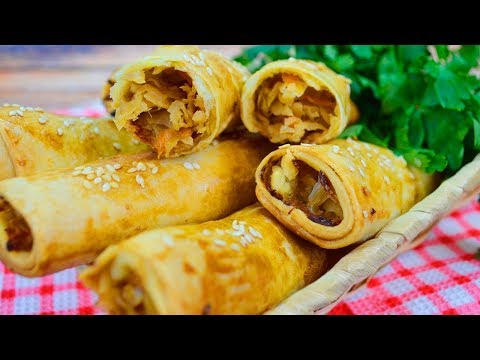 Хрустящие трубочки с капустой в духовке - бомбезный рецепт! Постный рецепт
