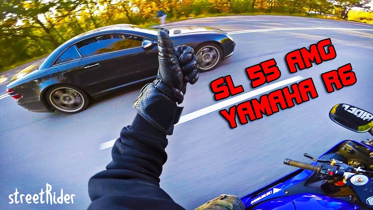 ЧУВАК НА МЕРСЕ ПЫТАЛСЯ | Mercedes-Benz SL55 AMG V8 vs Yamaha R6