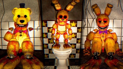 FNAF 3D ПЛЮШТРАП на УНИТАЗЕ и КРОВАВЫЕ СПРИНГ АНИМАТРОНИКИ в КОШМАРНОМ ПОДВАЛЕ ПИЦЦЕРИИ ФНАФ !!!