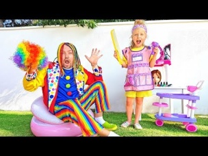 Little girl and Dad play beauty salon