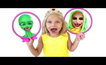 Who did Alice and Dad see in the Mirror Kids Play with Funny Masks
