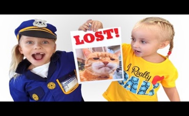Alice and Dad Look for Lost Cat Kids Help Each Other and Play Together